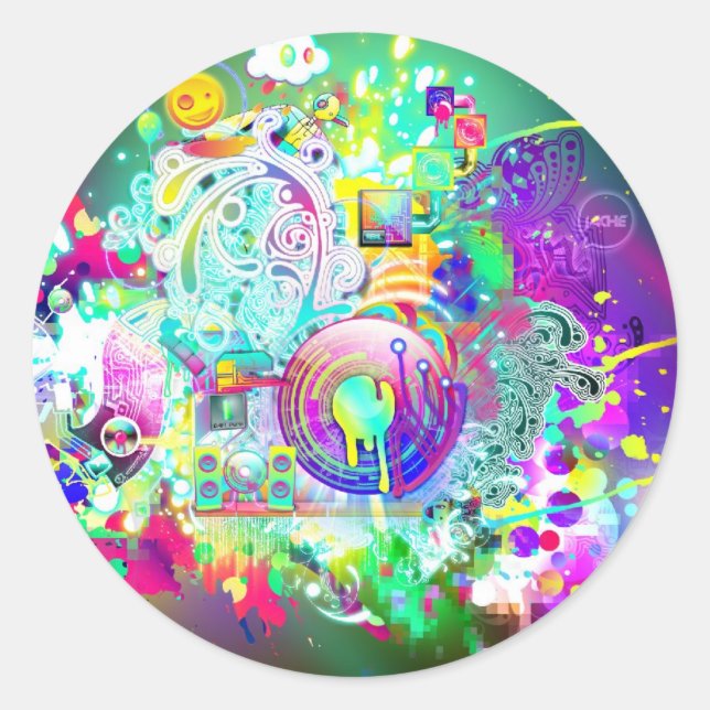 Sticker Rond Techno (Devant)