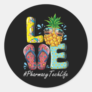 Sticker Rond Technologie de pharmacie Bonjour été heureux de la