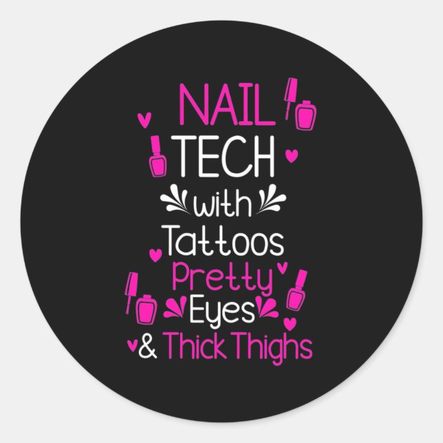 Sticker Rond Technologie Nail Avec Tatouages (Devant)