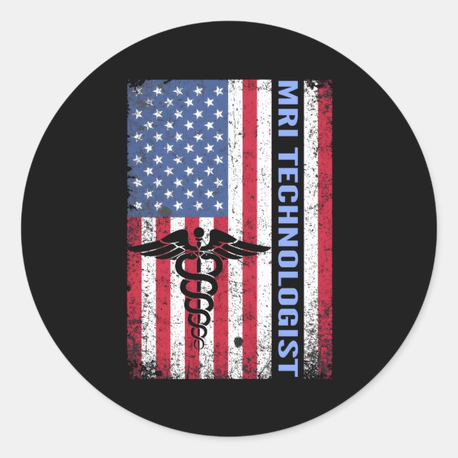 Sticker Rond Technologue Mri Xray Tech Us Flag Lab (Devant)