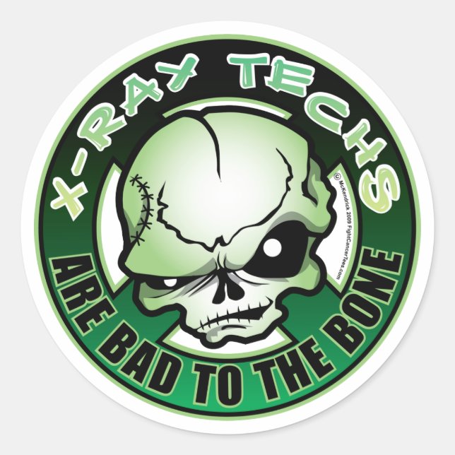 Sticker Rond Techs X-Ray : Mauvais Pour L'Os (Devant)