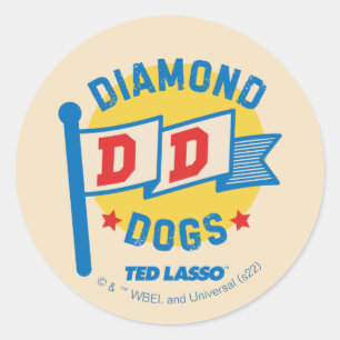 Sticker Rond Ted Lasso Diamond Chiens Pennant Graphisme