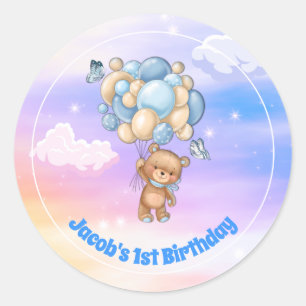Sticker Rond Teddy Bear 1er anniversaire