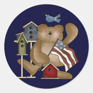 Sticker Rond Teddy Bear 4 juillet