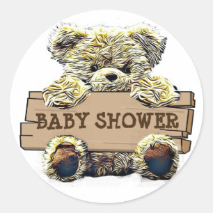 Sticker Rond Teddy Bear Baby shower garçon