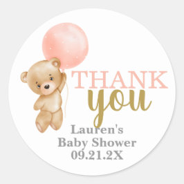 Sticker Rond Teddy Bear Baby shower Girl Favoriser Tags