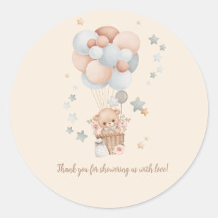 Sticker Rond Teddy Bear Baby shower merci