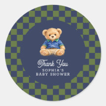 Teddy Bear Checkboard Retro Baby Shower