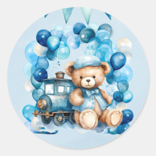 Sticker Rond Teddy Bear Cho Cho Train Boy Baby shower