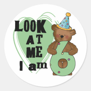 Sticker Rond Teddy Bear I'm 6 Anniversaire T-shirts et cadeaux