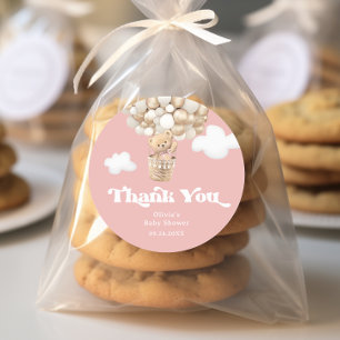 Sticker Rond Teddy Bear On Peut Attendre Un Baby shower De Fill