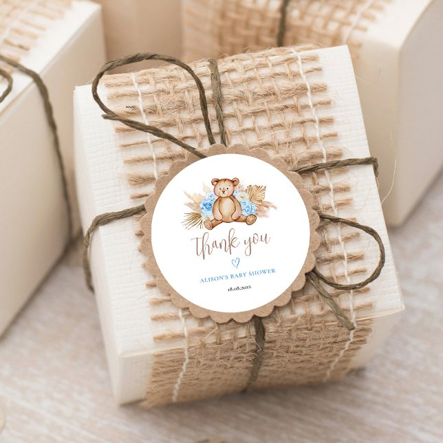 Sticker Rond Teddy Bear Pampas Grass Baby Merci (Créateur téléchargé)