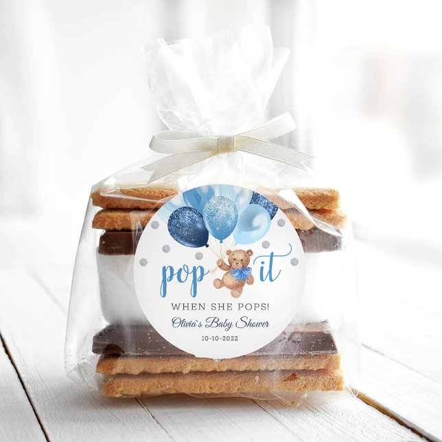 Sticker Rond Teddy Bear Pop It Baby shower Faveurs Cadeau (Créateur téléchargé)