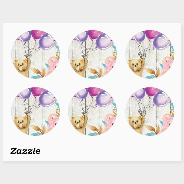 Sticker Rond Teddy Bear Rustic (Feuille)