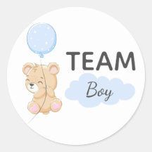 Teddy Bear Team Boy Gender Revevela Party Round