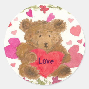 Sticker Rond Teddy Bear Valentine