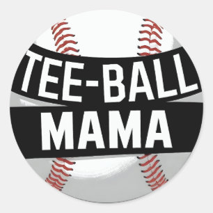 Sticker Rond Tee-Ball Mama Drôle Teeball Maman
