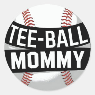 Sticker Rond Tee-Ball Maman Drôle Teeball Maman