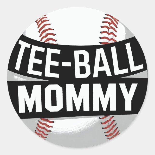 Sticker Rond Tee-Ball Maman Drôle Teeball Maman (Devant)