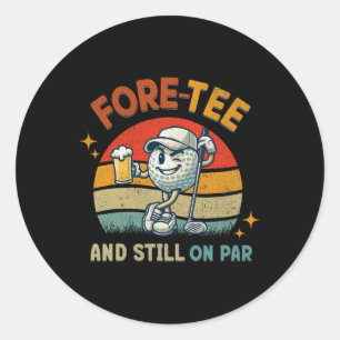 Sticker Rond Tee Fore Rétro Fête d'anniversaire de golf 40e ann