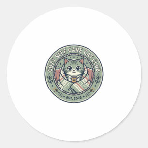 Sticker Rond Tee-shirt graphique chat de détente pour soi-même