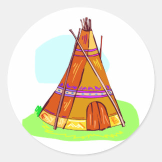 Sticker Rond Teepee amérindienne