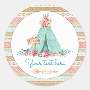 Sticker Rond TeePee Bohème Tribal Aztec Cadeau Remerciement