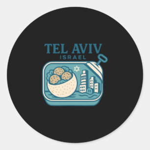 Sticker Rond Tel Aviv Israël Souvenir Nourriture Israélienne Et