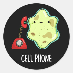 Sticker Rond Téléphone cellulaire drôle Biologie Science Pun Da