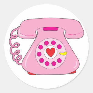 Sticker Rond Téléphone du coeur