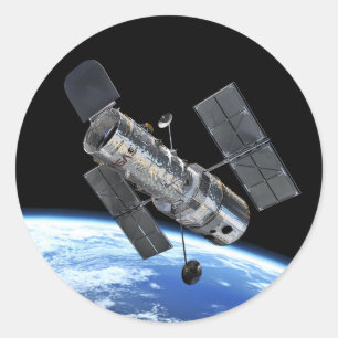 Sticker Rond Télescope spatial Hubble en orbite terrestre Photo