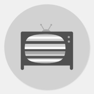 Sticker Rond Télévision rétro