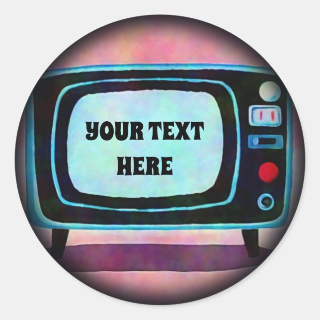 Sticker Rond Télévision rétro (Devant)