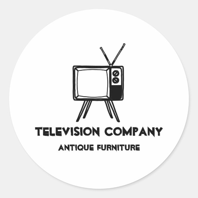 Sticker Rond Télévision vintage (Devant)