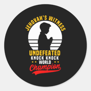Sticker Rond Témoin De L'Éternel Frappe Frappe Blague Champion 