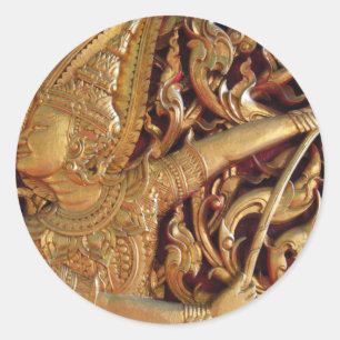 Sticker Rond Temple bouddhiste thaïlandais Détail