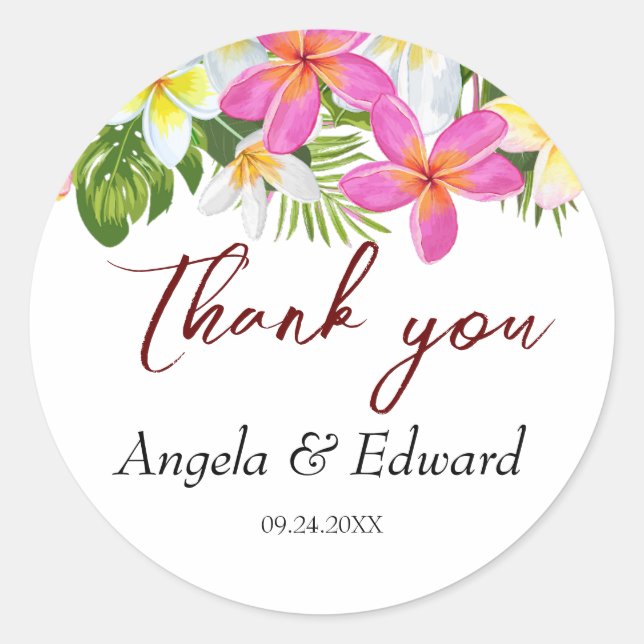 Sticker Rond Temple de la Plumeria tropicale Mariage d'arbre (Devant)