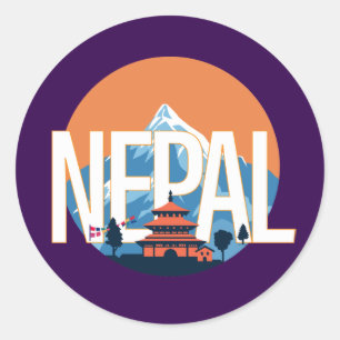 Sticker Rond Temple du Népal Mont Everest