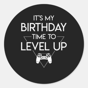 Sticker Rond Temps d'anniversaire de jeu vidéo de niveler