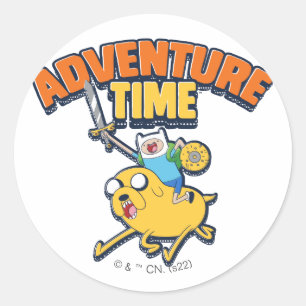 Sticker Rond Temps d'aventure Finn Riding Jake
