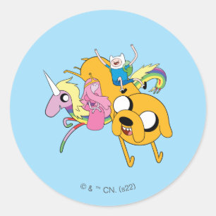Sticker Rond Temps d'aventure Lady, Bubblegum, Finn & Jake