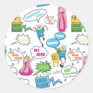Sticker Rond Temps d'aventure Motif d'appel de caractères