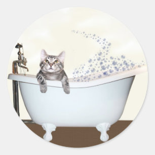 Sticker Rond Temps de bain Kitty