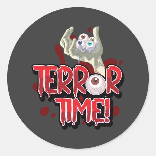Sticker Rond Temps de la terreur Main Zombie avec les yeux (Devant)