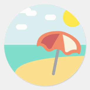 Sticker Rond Temps Emoji de plage