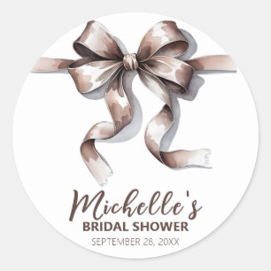 Sticker Rond Tendance aquarelle nœud coquette douche de mariage