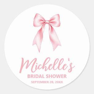 Sticker Rond Tendance aquarelle rose nœud coquette douche de ma