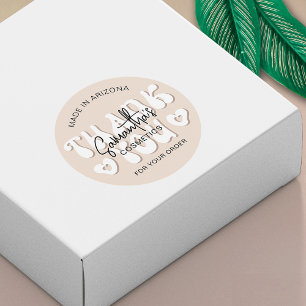 Sticker Rond Tendance Beige Retro Super Merci Business