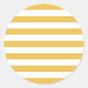 Sticker Rond Tendance des rayures horizontales jaunes et blanch