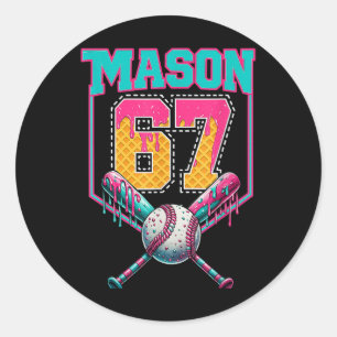 Sticker Rond Tendance Mason 67 Mém Crème Glacée Drip Bysebyll A